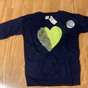 Girls’ flip the sequence heart shaped logo sweater